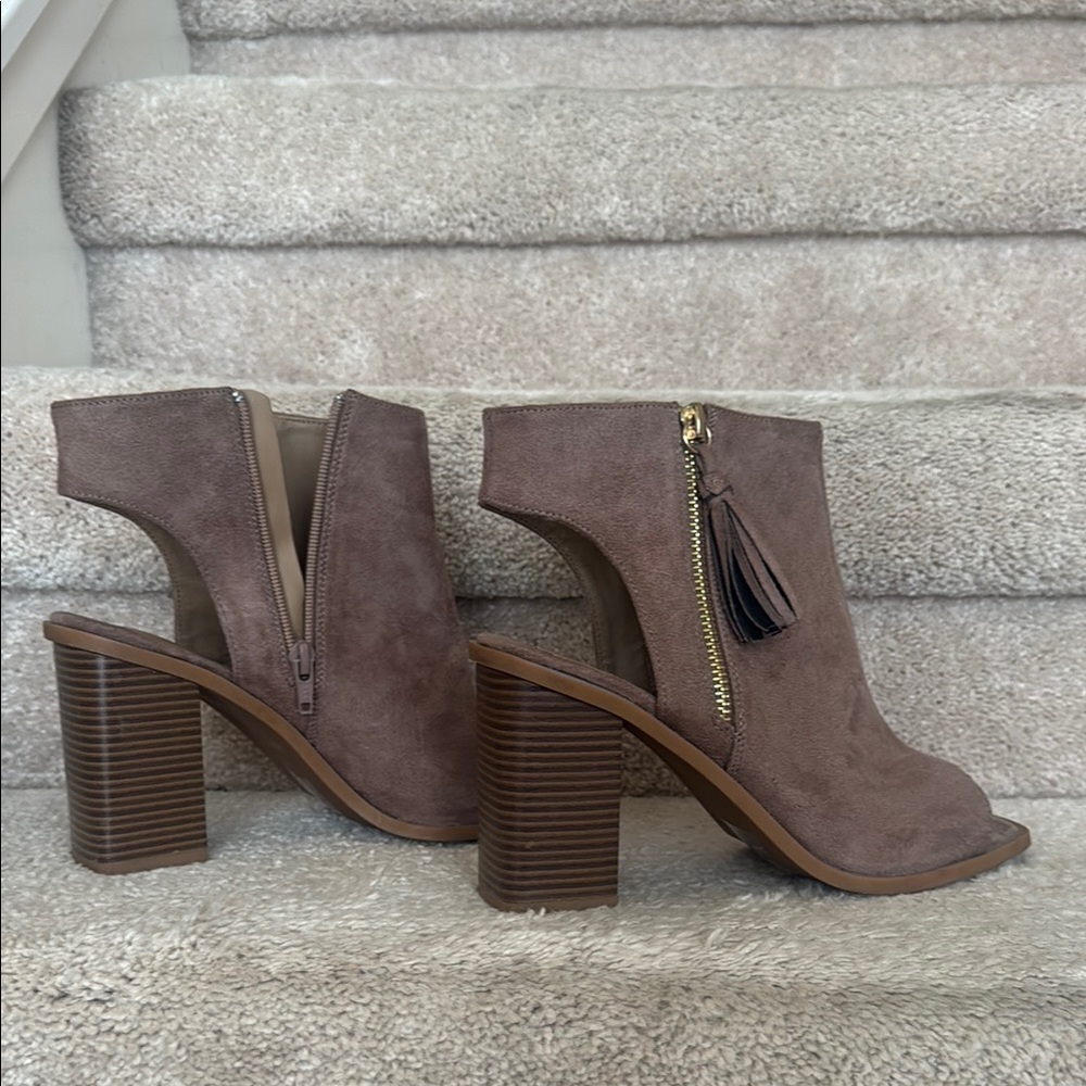Brown Suede Ankle Boots with Tassel Detail